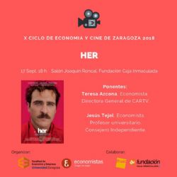 Ampliar foto: El Colegio de Economistas de Aragón y la Facultad de Economía y Empresa de la Universidad de Zaragoza organizan el X aniversario del Ciclo de Economía y Cine